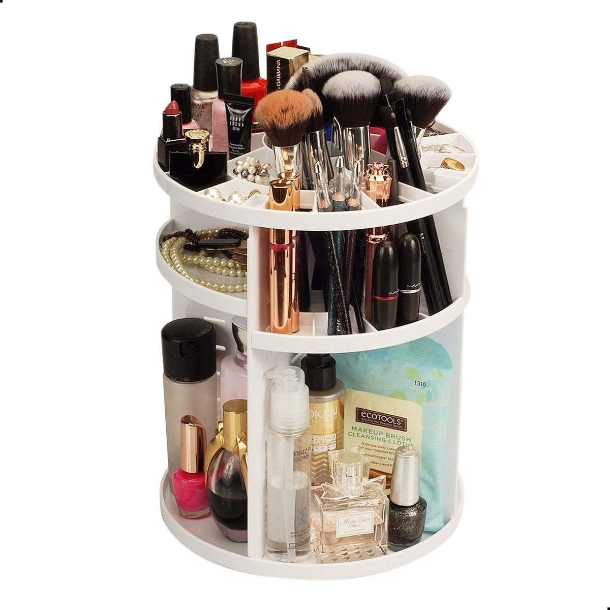 AWEMOZ® Beauty Make-Up Organizer - 360° Roterend - Opbergbox - Opbergdoos Cosmetica - Sieradendoos - Nagellak - Lippenstift - Wit