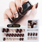 Herbruikbare Kunstnagels Strass #12 Roze/Bruin 24st.