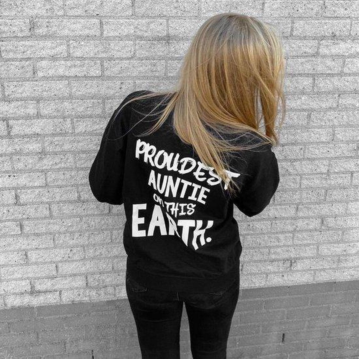 Dames sweater-zwart-wit-meest trotse tante op deze aarde-Maat Xl