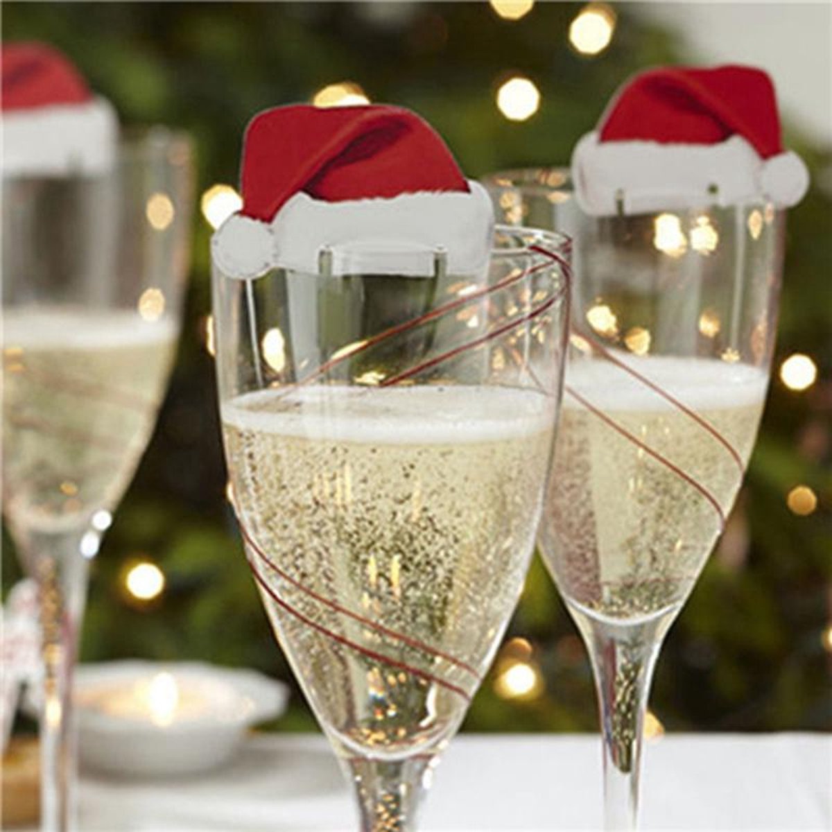 Glasversiering Kerstmuts - Sterk karton - Set van 10 stuks