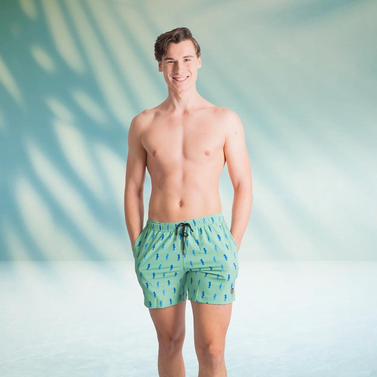 Become - Zwemshort groen met zeepaardjes M