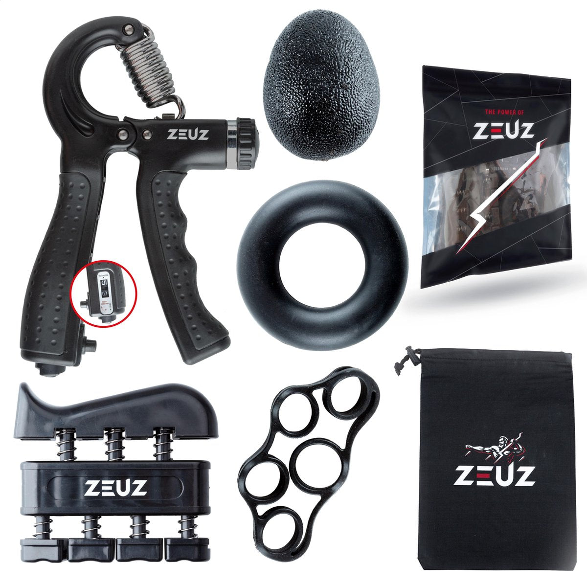 ZEUZ® 5-Delige Fitness Handtrainer Set – Trainer voor Hand