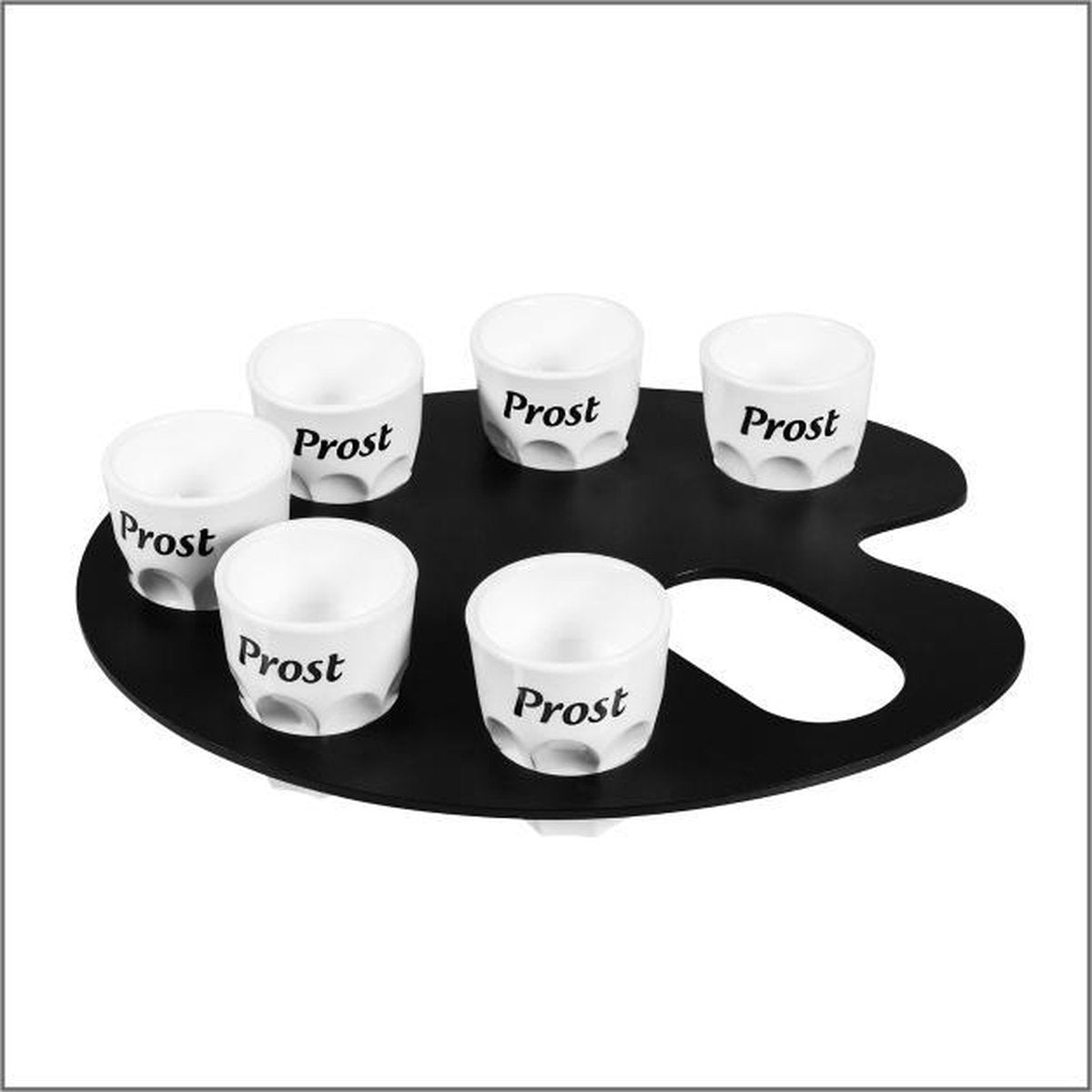 Shot glaasje set - 6 onbreekbare shot glaasjes met tekst - Prost - met handige draagtray