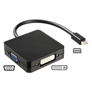 XIB Mini Displayport naar DVI VGA en HDMI vierkant / 3-in-1 adapter / Mini DP to DVI + VGA + HDMI - Zwart