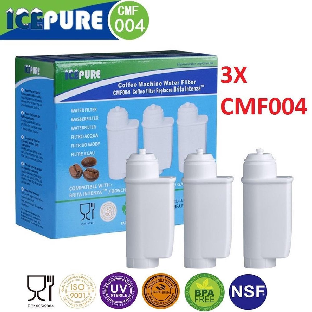 3x Brita Intenza Waterfilter - 00575491 / Intenza / TCZ7003 / TZ70003 / 575491 van Icepure CMF004