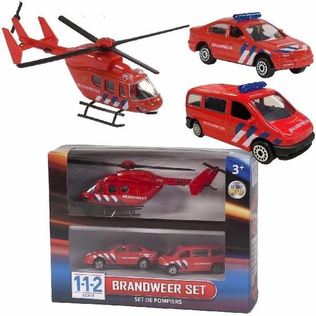 112 Brandweer Speelvoertuigen 3-delig