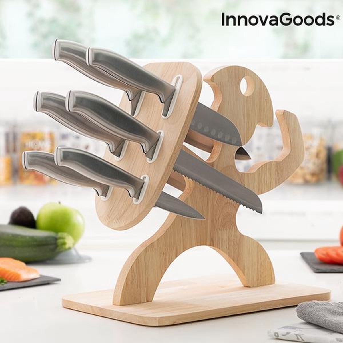 Set Messen met Houten Basis Spartan InnovaGoods 7 Onderdelen
