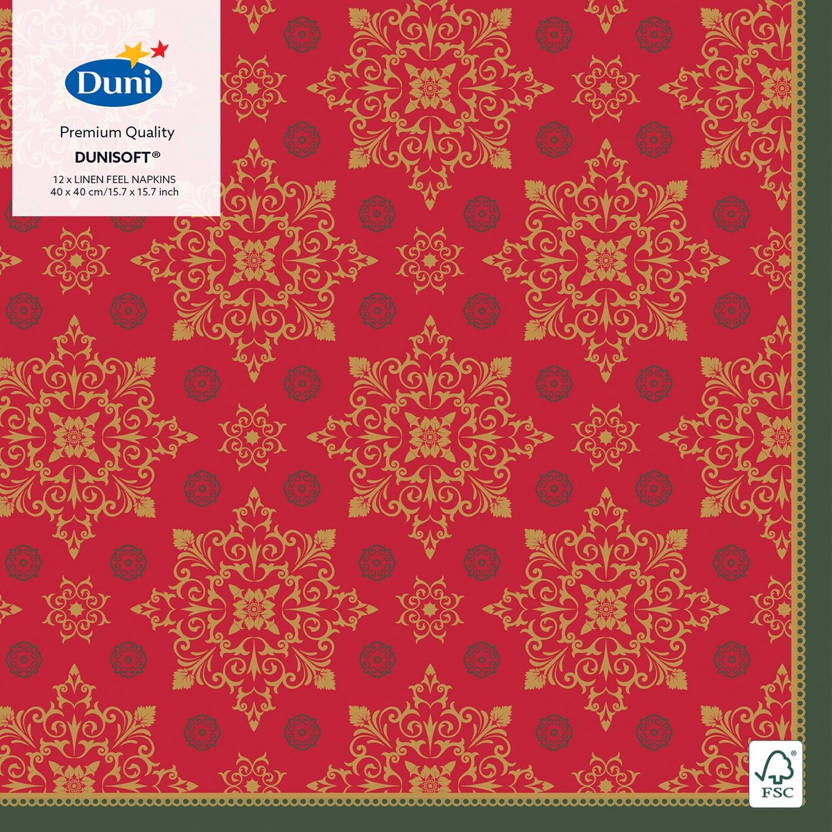 Duni Servetten X-mas Deco Air-laid 40 Cm Rood 12 Stuks