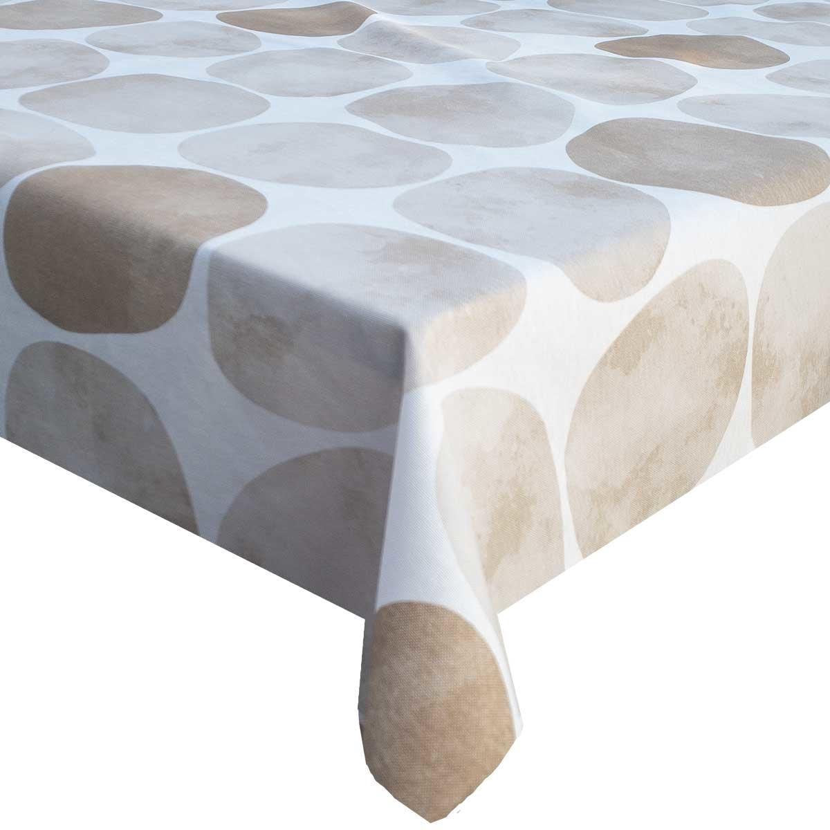 MixMamas Tafelkleed Gecoat Keien - 140 x 250 cm - Beige