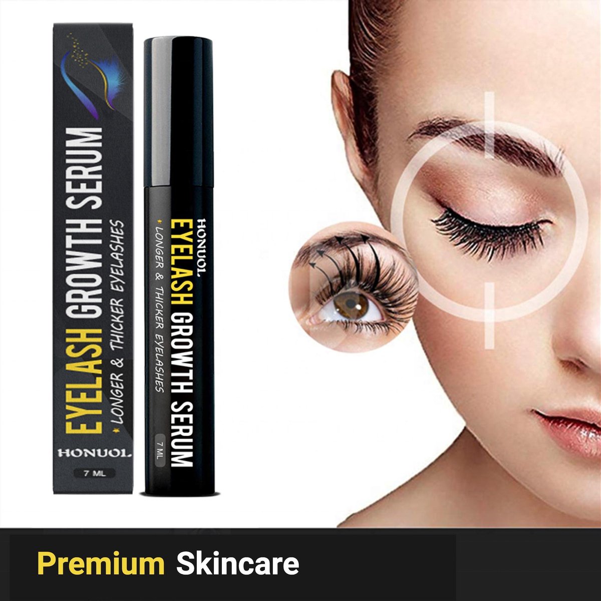 Honuol Premium Wimperserum - Wimper Groeiserum - Wenkbrauw serum - Lange en volle wimpers en wenkbrauwen-  Serum wimpers - Wimper serum -  XL 7ml -