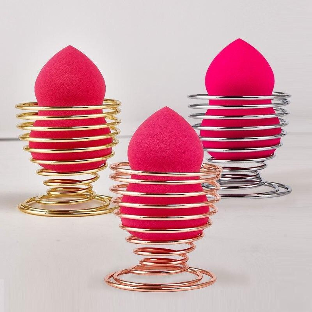 Make-Up- Spons -Houder Beauty-Beugel Make Up-Cosmetische Make Up sponsje- Bladerdeeg Display -Sliver