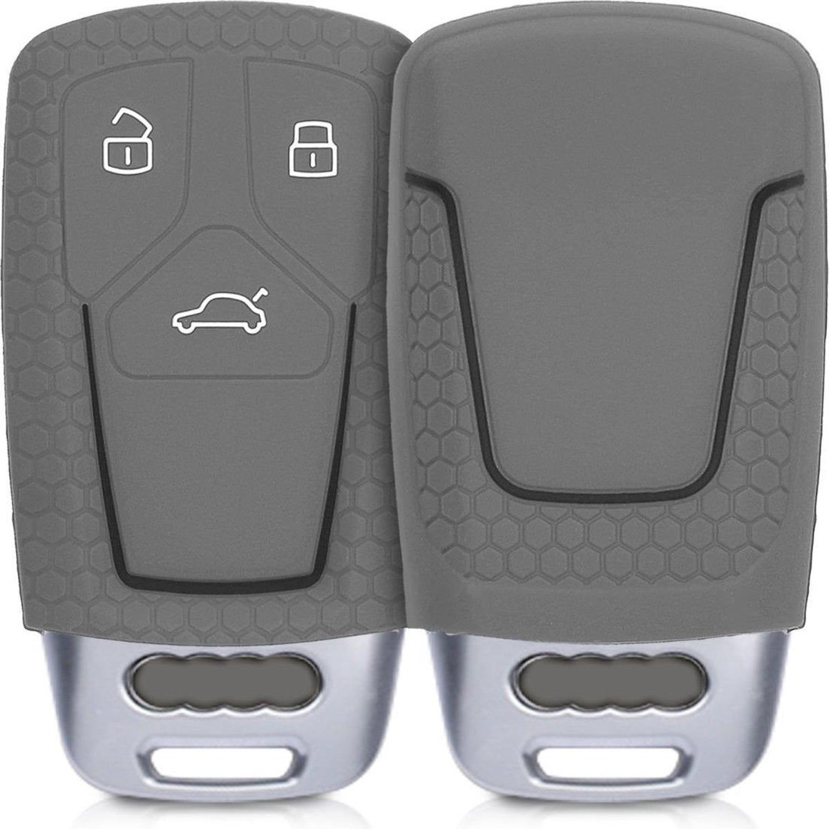 kwmobile autosleutelhoes voor Audi 3-knops Smartkey autosleutel (alleen Keyless Go) - Siliconen beschermhoes in grijs / zwart