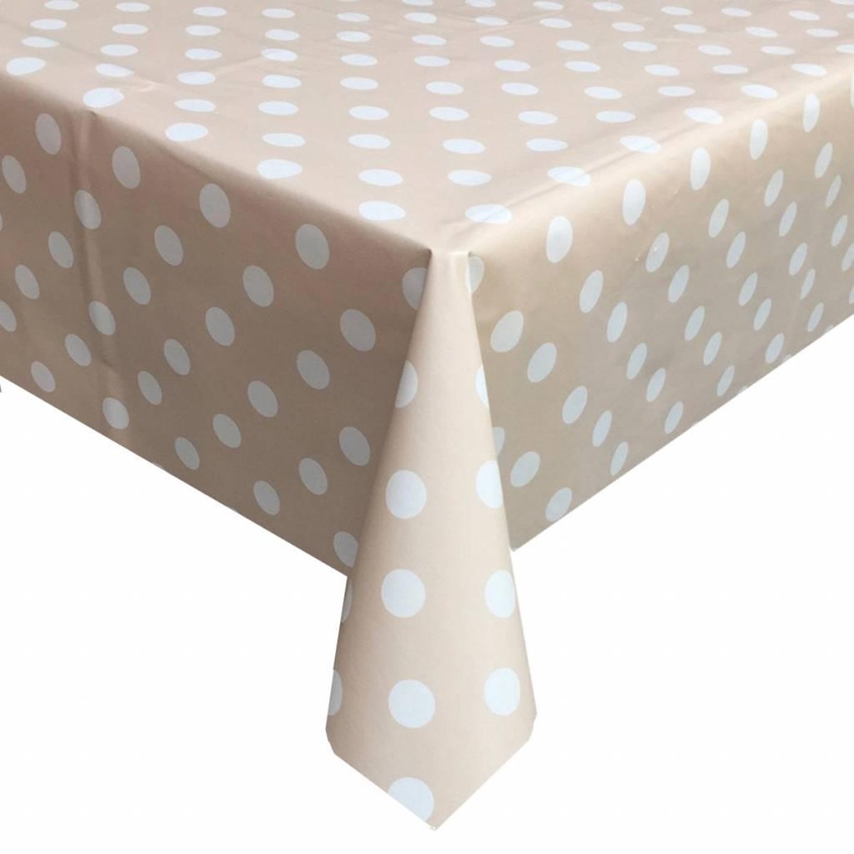 MixMamas Tafelzeil Grote Stip - 140 x 250 cm - Beige/Wit