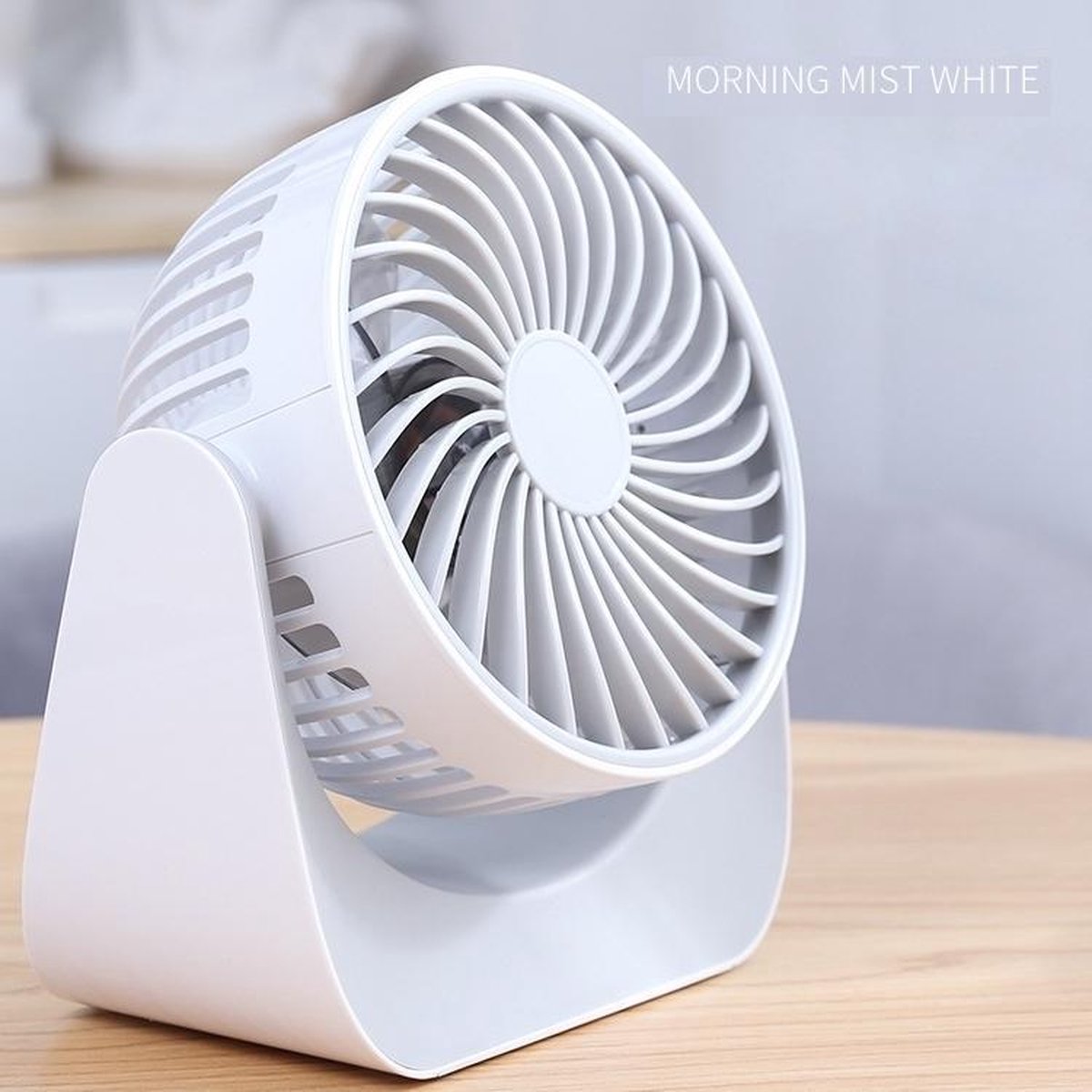 Nince USB Ventilator van Hoge Kwaliteit (WIT) - 2021 Model - Tafelventilator USB Oplaadbaar - USB Fan