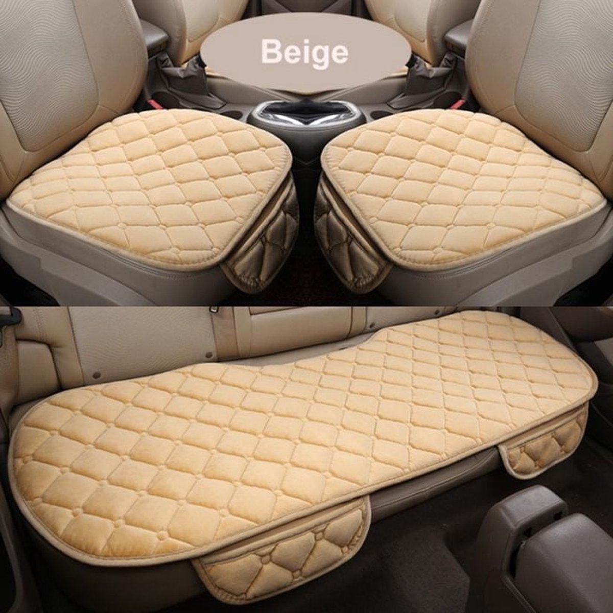 Autostoelhoes - Auto Accessories - Autohoes - Stoelhoezen Auto - Autostoel beschermer - Set 3 stuks - Beige - Pluche