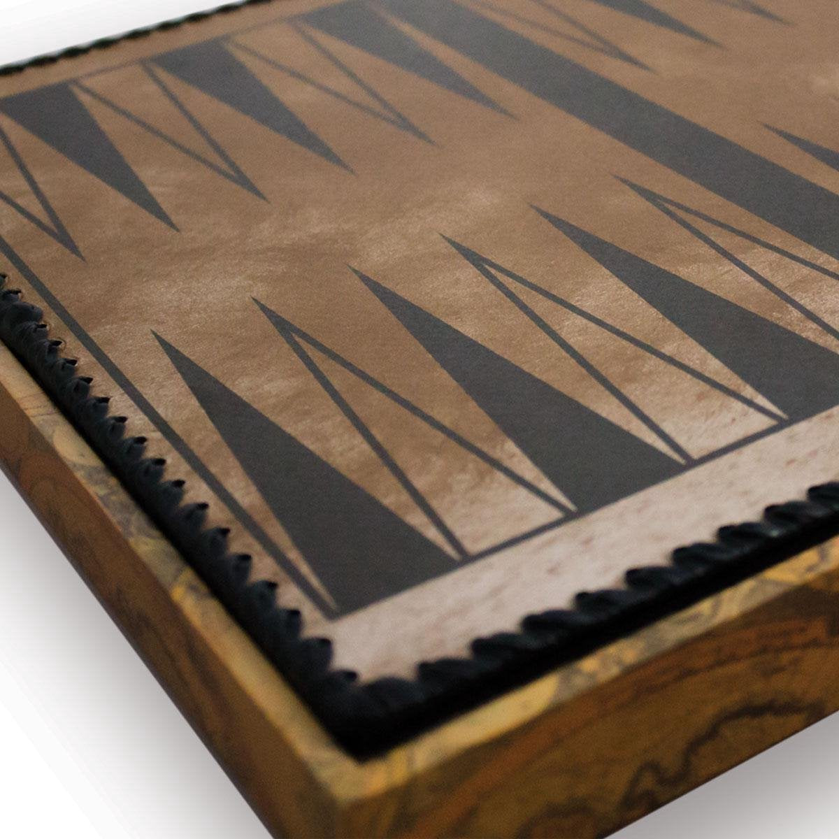 Schaakbordbox en backgammon - Wereldkaart - 35x35 cm