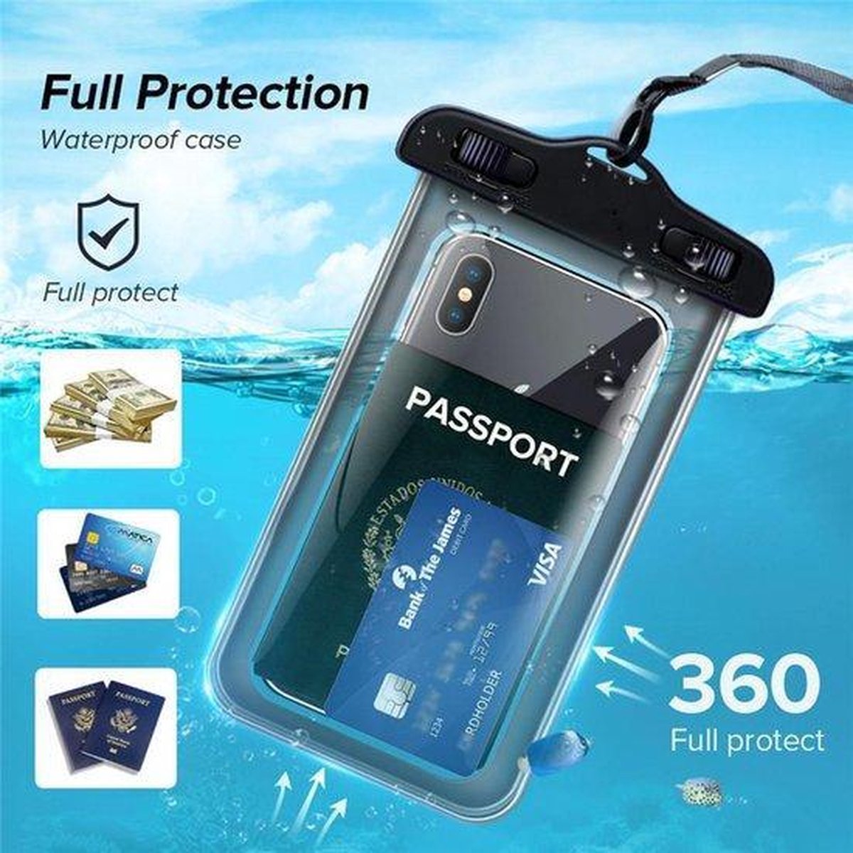 Waterbestendige telefoonhoesje-Telefoon Waterdichte zwem Hoes-Mobiele hoes Swimming-Waterproof Bag -Case -Pouch-Universeel-Geschikt voor Alle Smartphones