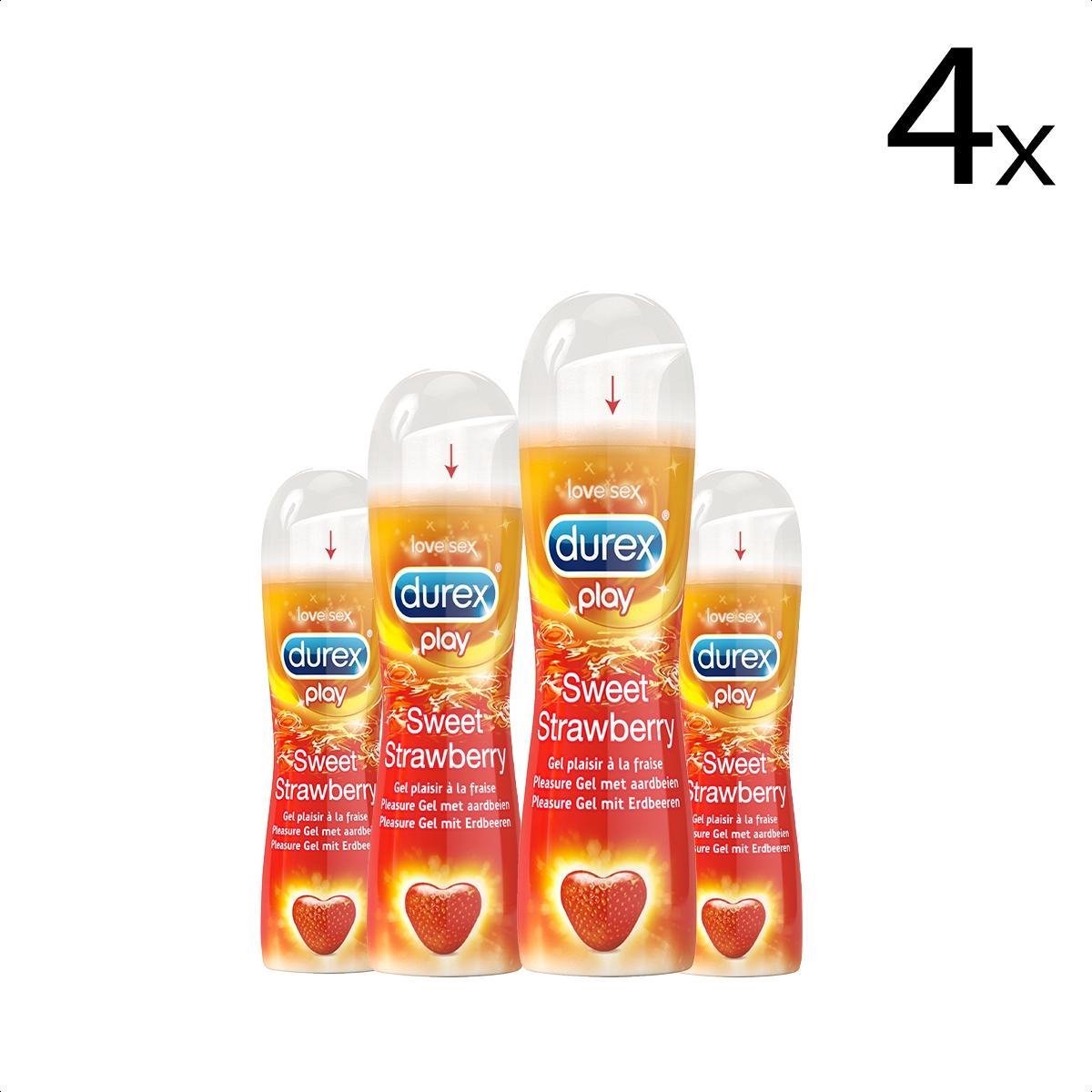 Durex Glijmiddel Play Sweet Strawberry – Aardbei – 50ml x4