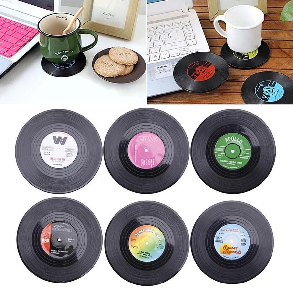Creatieve Onderzetters-Vinyl coaster-Retro placemat-cadeau tip-6 stuks