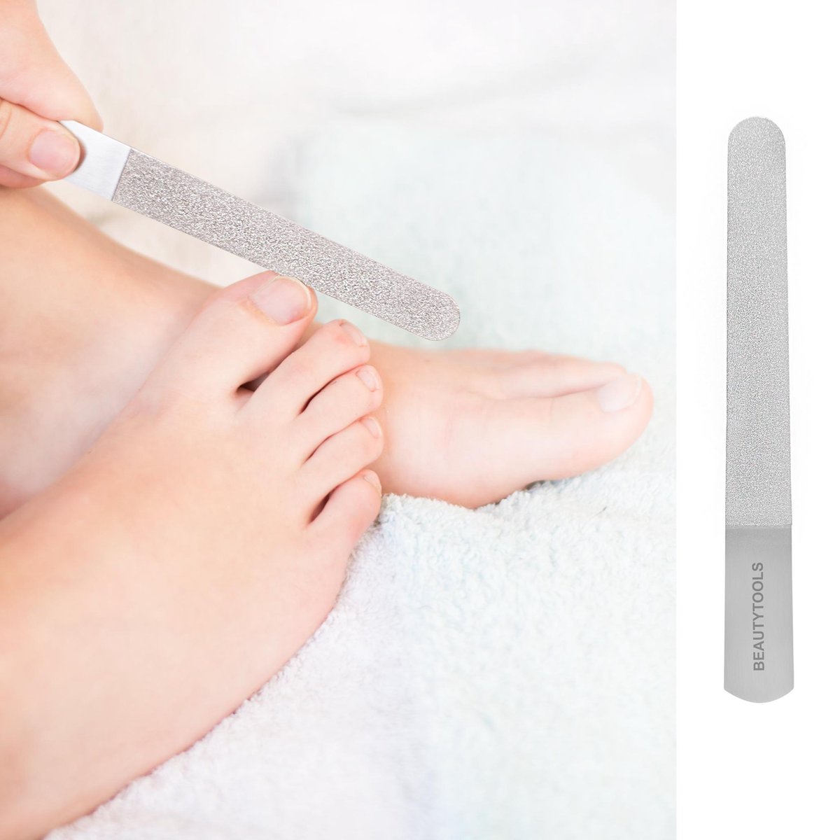 PROMO! BeautyTools Korte Manicure/Pedicure Nagelvijl met Grove Korrel – Metaal Diamantvijl – Compact 15 cm (NF-1079)