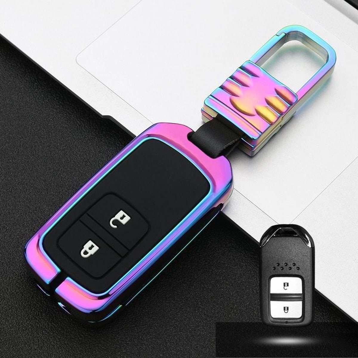 Auto Lichtgevende All-inclusive Zinklegering Sleutel Beschermhoes Sleutel Shell voor Honda B Stijl Smart 2-knops (kleur)