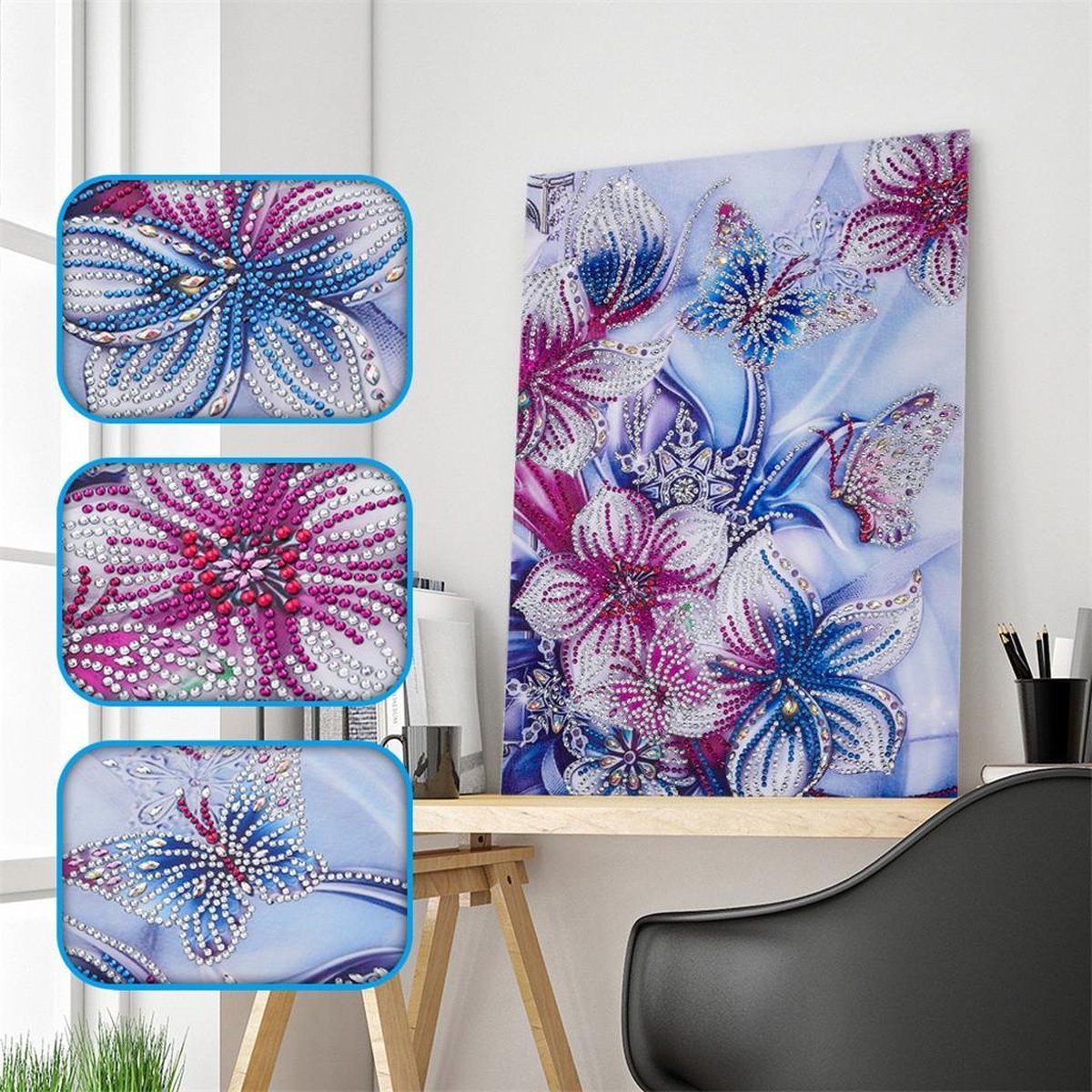 Diamond painting pakket - Bloemen  30x40 cm - Levay ® - ronde steentjes