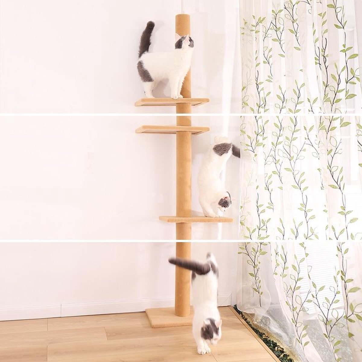 Baymate H228cm Huisdier Krabpaal Speelgoed Condo Kat Klimmen Toren multi-layer Met Hangmat Kat Huis Meubels Krassen Massief houten Post voor Kat AMT0038KK