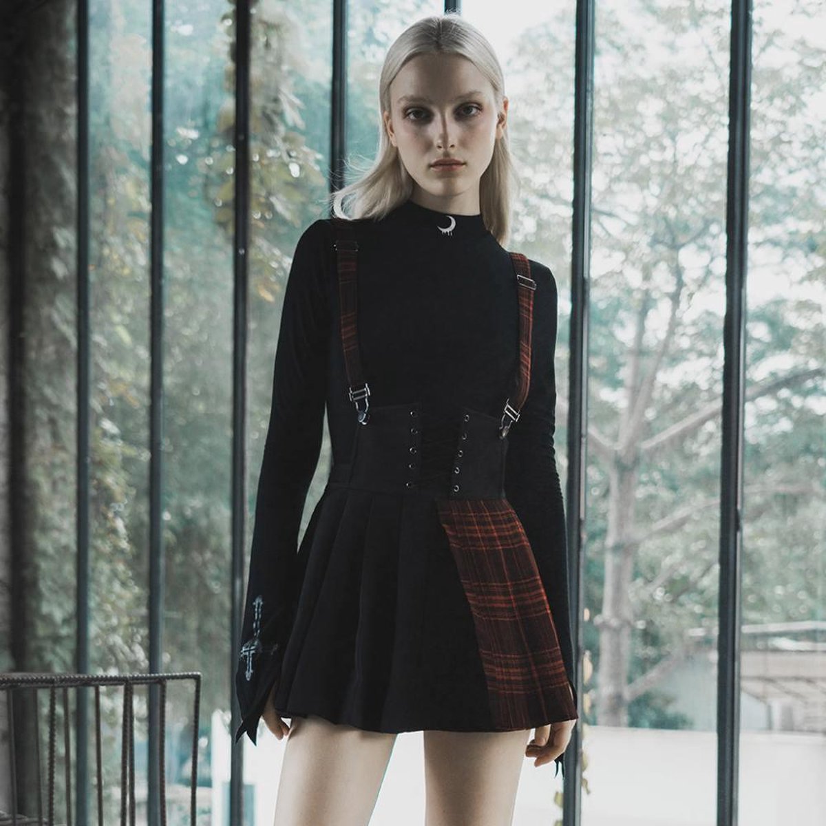 Punk Rave Korte rok -XL- Yukiko Zwart/Rood