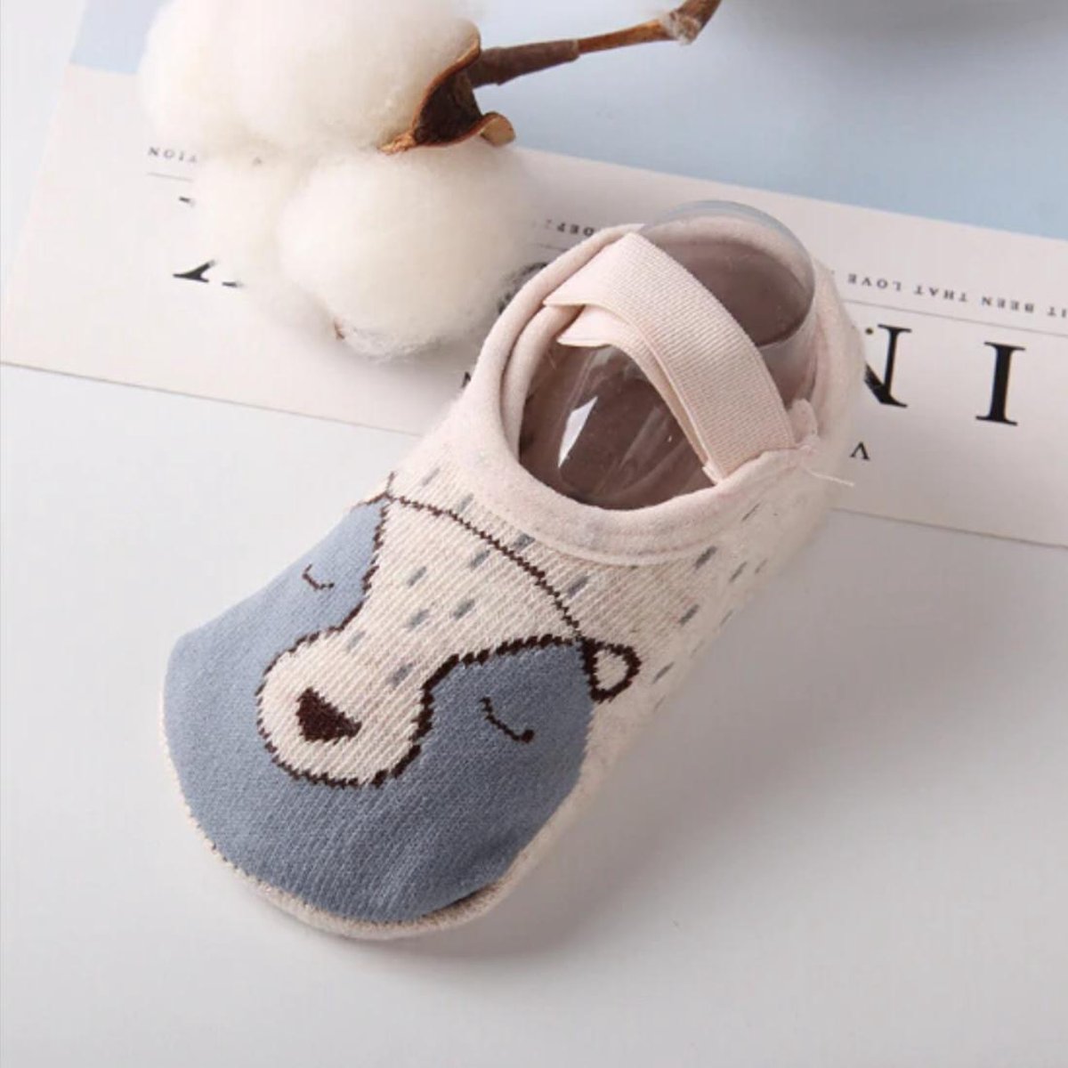 Hiden | Baby Anti-slip Sokjes - Pantoffels - Baby & Verzorging - 1-3 jaar | Grijze Beer