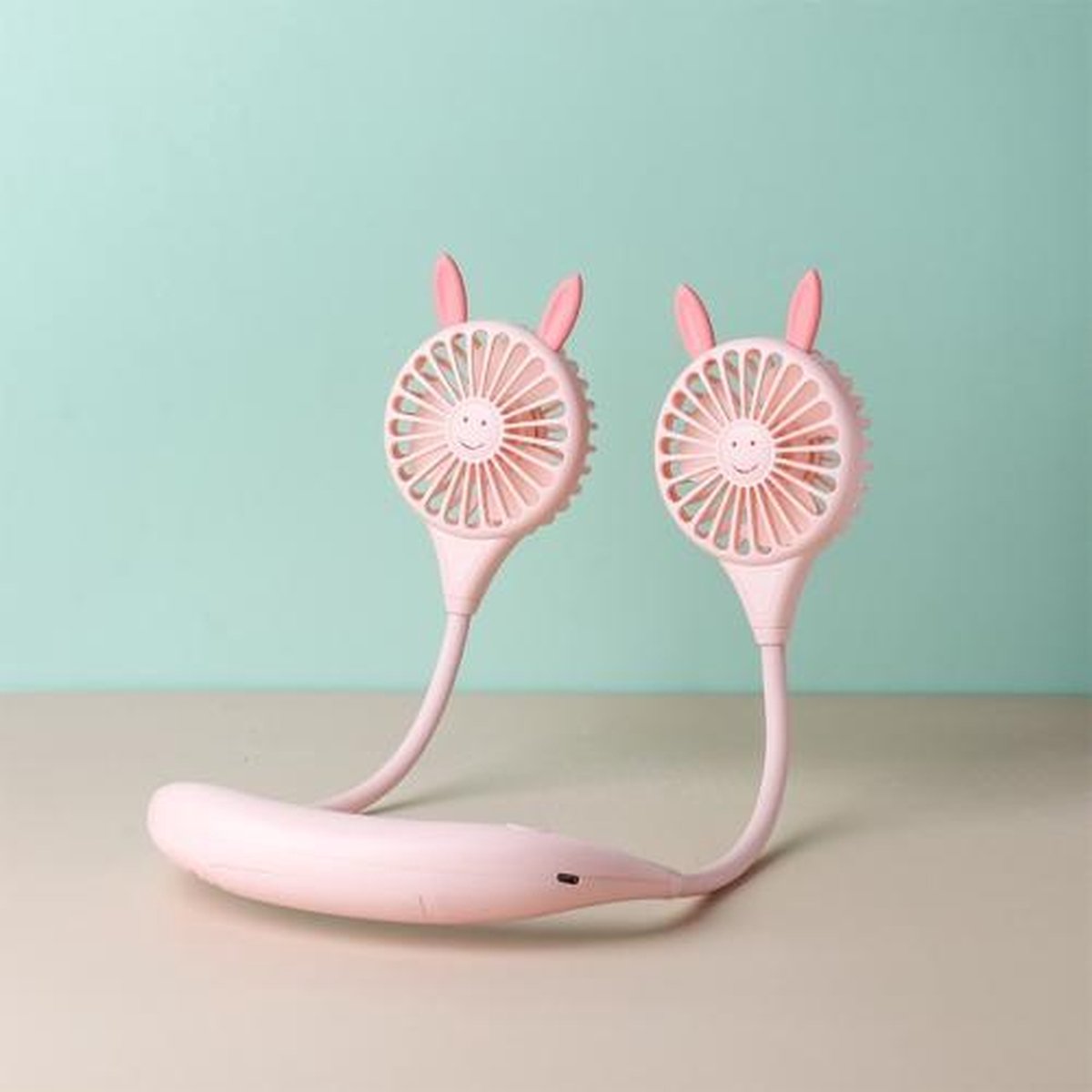 USB luie hangende nekventilator Sport draagbare multifunctionele zakventilator (roze)