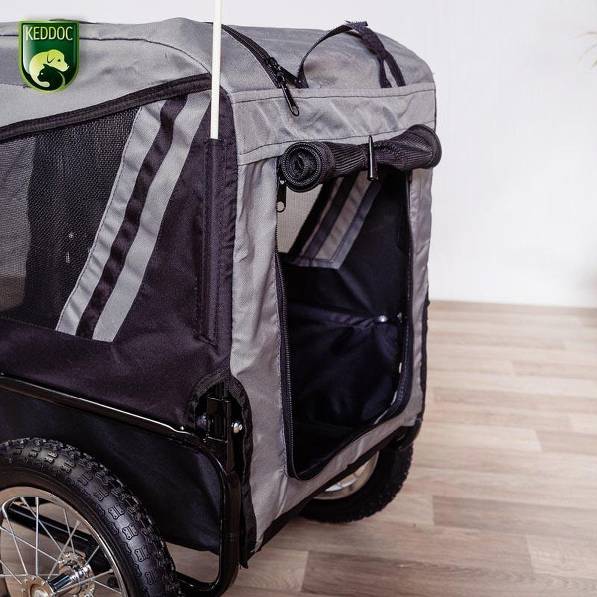 Keddoc Honden Fietskar De Luxe Klein Grijs/Zwart