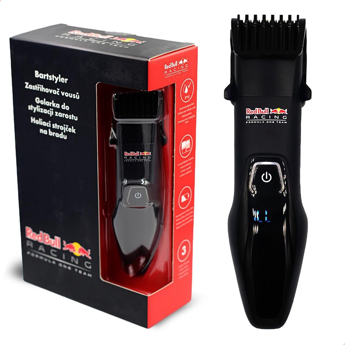 Red Bull - Trimmer  -baardstyler - haarstyler - 4 opzetstukken - 1mm -27mm - met Display