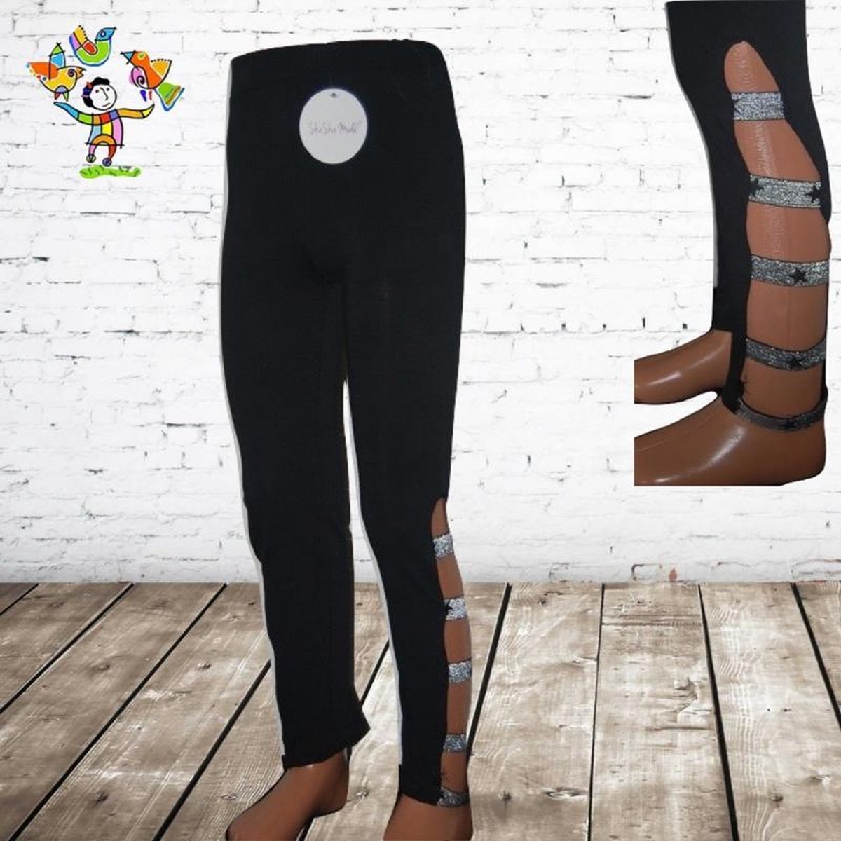 Legging met ster zwart - 98/104