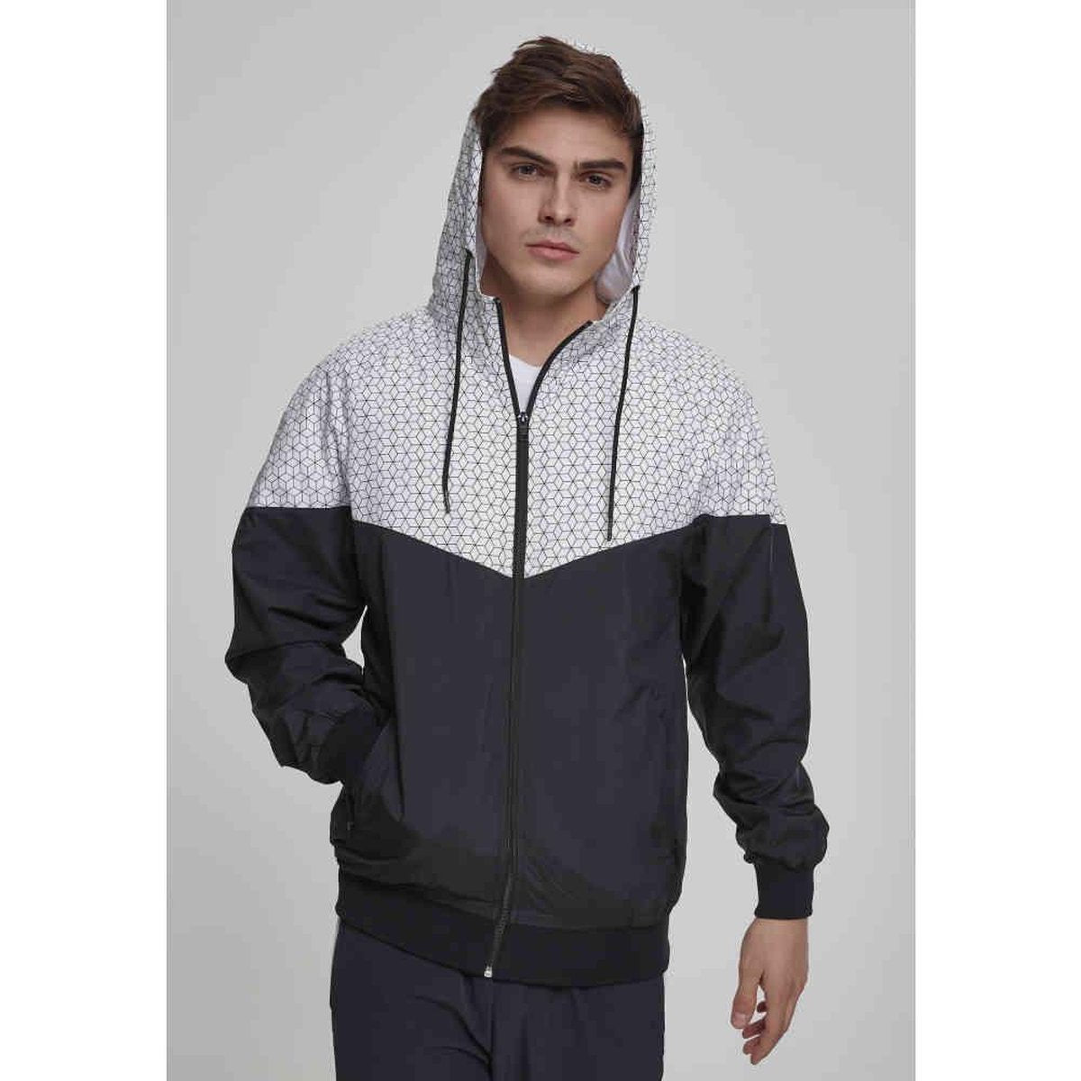 Urban Classics Windrunner jacket -S- Pattern Arrow Zwart/Wit