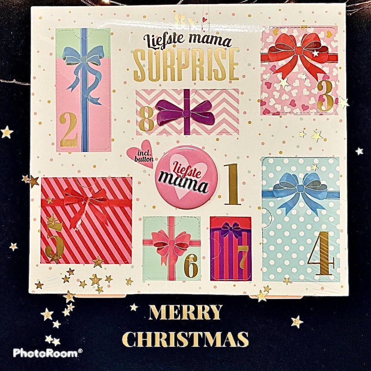Spa 8-delige Kerstcadeau - liefste mama - Christmas gift - kerst giftset 8 delig - spa producten incl. button topcadeaus