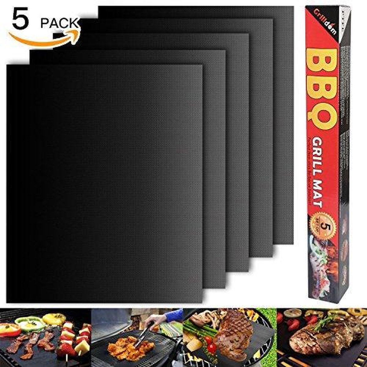 5 stuks BBQ Teflon Matjes - Oven Matjes - Bakmatten - Matjes - Teflon - BBQ Matjes - Teflon - Ovenbeschermers - Oven Beschermer