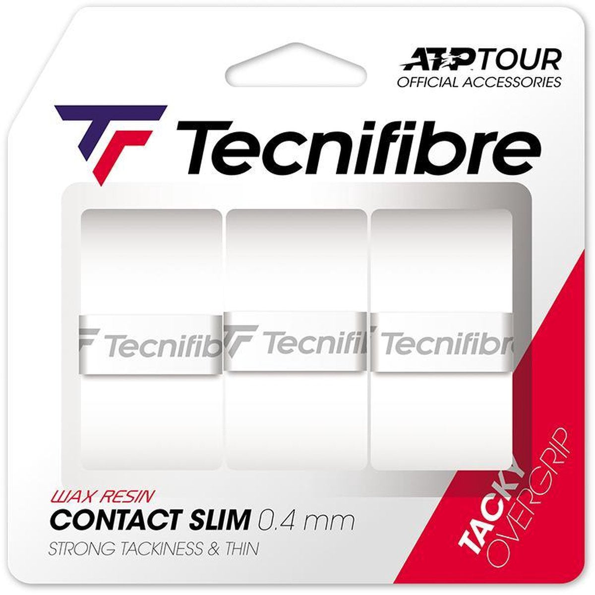 Tecnifibre Contact SLIM (3 stuks) - 0.4mm - wit - overgrips