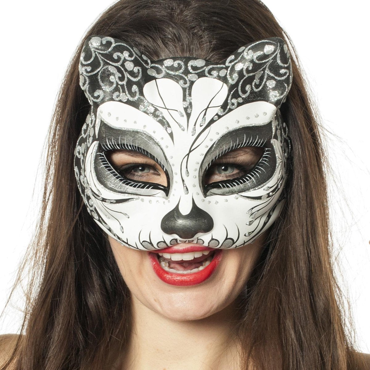 Feestbeest.nl Masker kat zilver