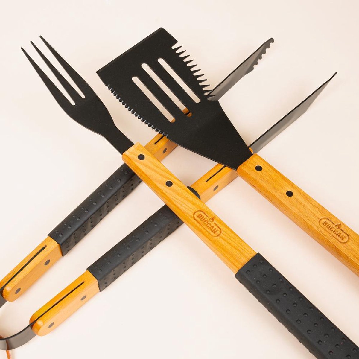 Buccan BBQ - 3-delig Barbecue toolset - Vork Spatel en Tang