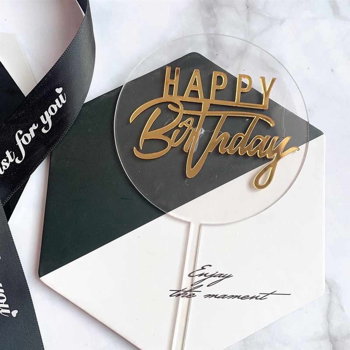 Cake Topper Happy Birthday Goud/Gold |Verjaardag/Birthday | Taartdecoratie | Taartversiering | Taarttopper |