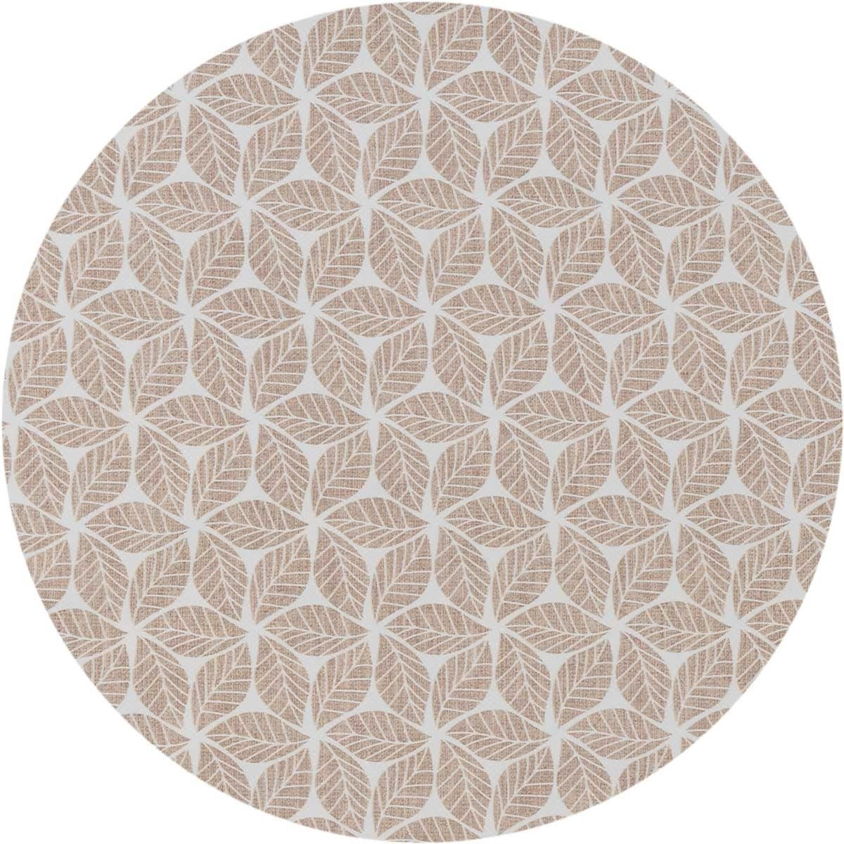 MixMamas Rond Tafelzeil - Ø 140 cm - Graphic-leaves-taupe