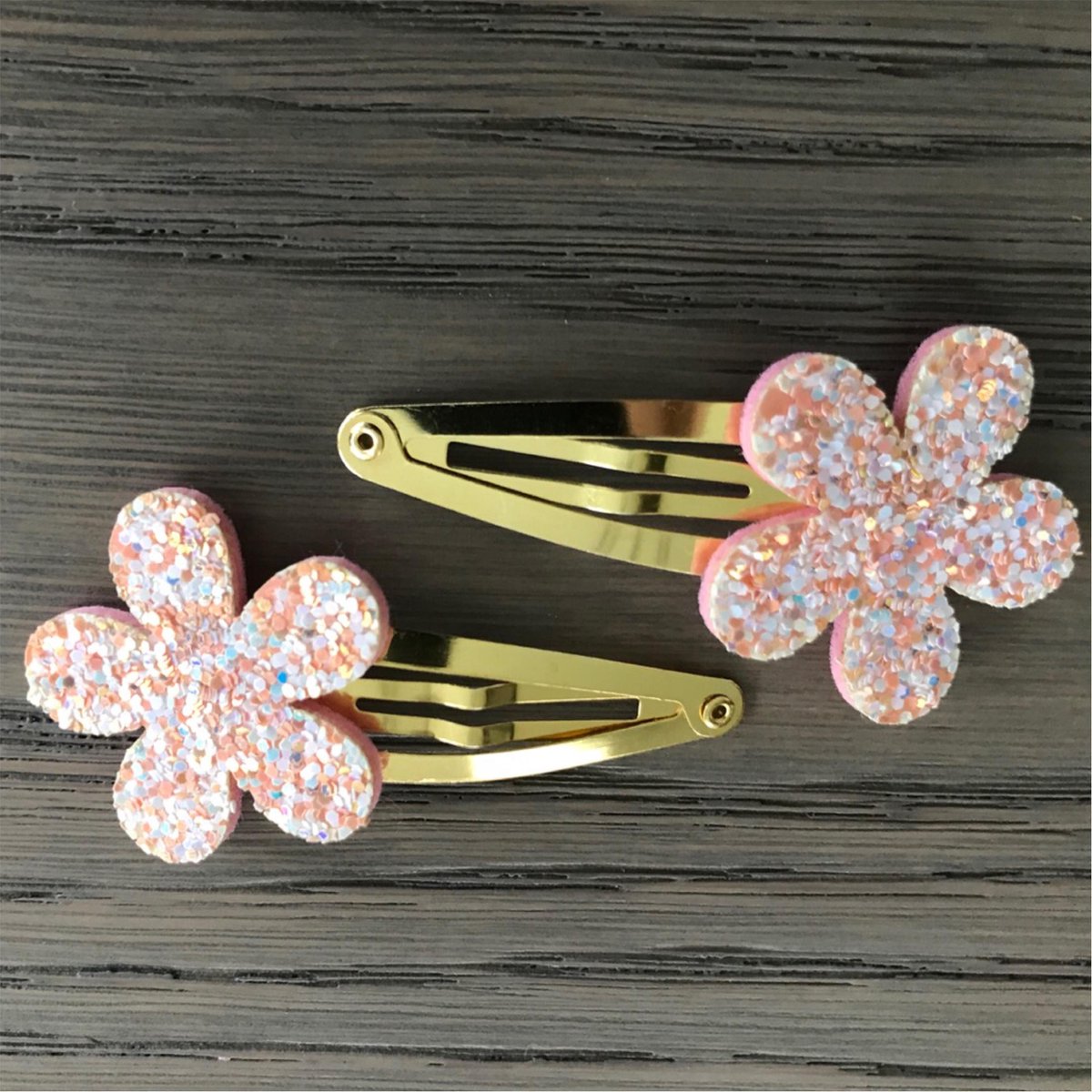 Haarspeldjes Glitter Bloem Wit