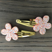 Haarspeldjes Glitter Bloem Wit