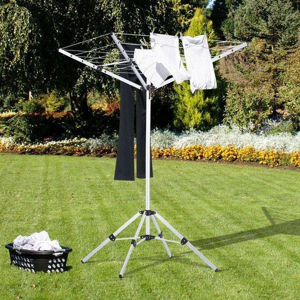 Luxe Droogmolen Met Voet - Opvouwbare Wasmolen Op Voet Geschikt Voor Balkon/Tuin/Terras/Camping - Waslijn Wasdroger Molen - 16 Meter Drooglengte - 1