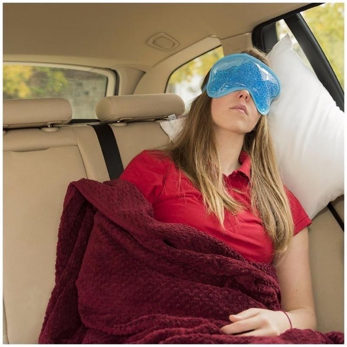 Luxe blauw gel oogmasker/slaapmasker