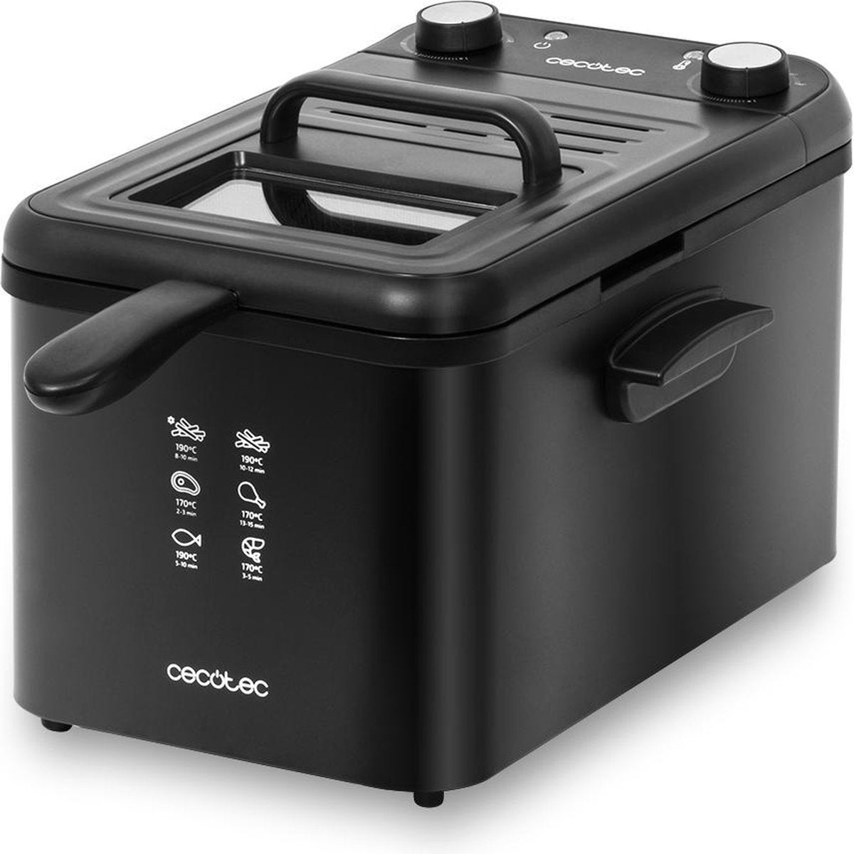 Cecotec Frituurpan 4 liter - Frietpan met Timer - OilCleaner Filter - Anti geurfilter - Deksel met kijkvenster - Zwart