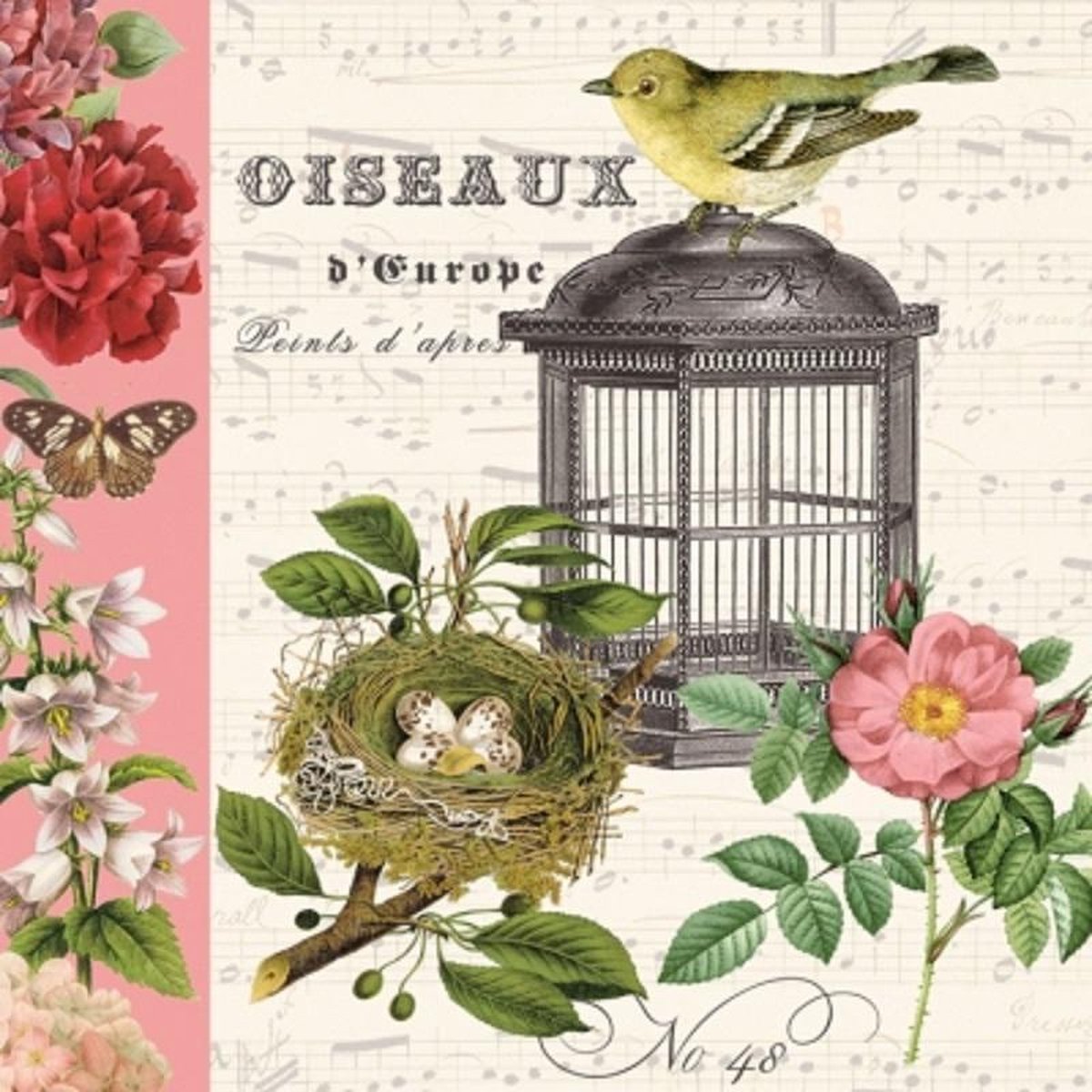 PPD- servetten- 33 x 33 - lunchservetten- vogel - Oiseaux