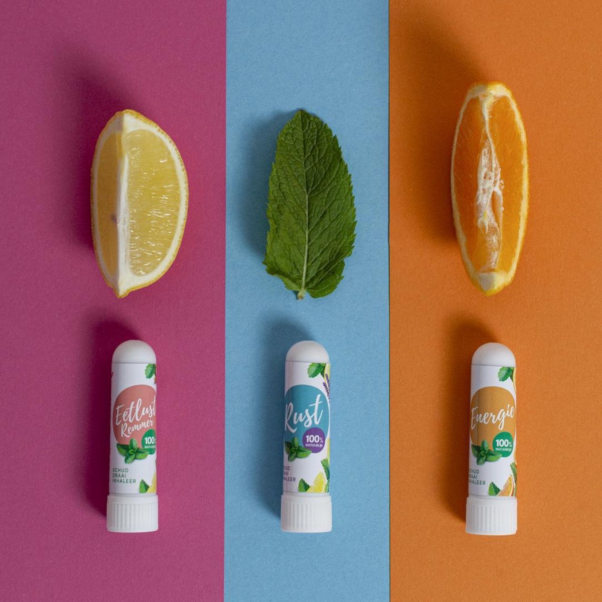 Naroma 3-Pack Neusinhaler - Eetlustremmer - Energie - Rust - Etherische olie - 100% Natuurlijk - Gemaakt in Nederland