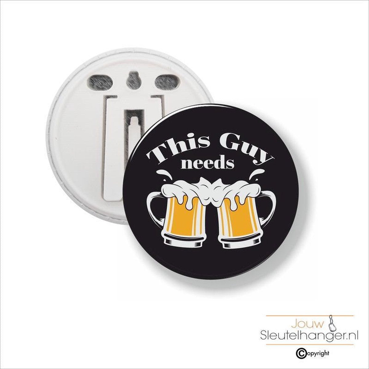 Button Met Clip 58 MM - This Guy Needs Beer