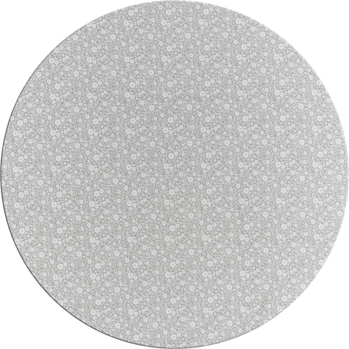 MixMamas Rond Tafelzeil - Ø 140 cm - Bloemetjes Grijs/Wit